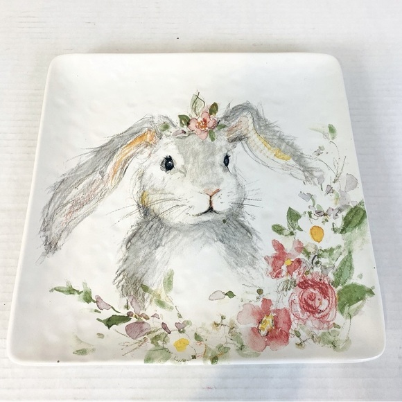 Certified International Sweet Bunny Square Platter 12” x 12” - Picture 2 of 4